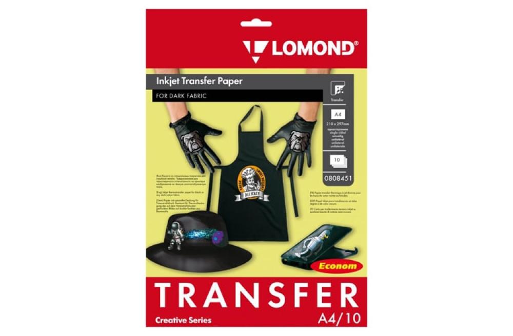 Изображение Термотрансферная бумага LOMOND Transfer Paper for dark cloth ECONOM A4, 10 листов - изображение 1