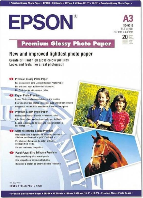 Изображение Глянцевая фотобумага  Epson Premium Glossy A3 255g 20 листов