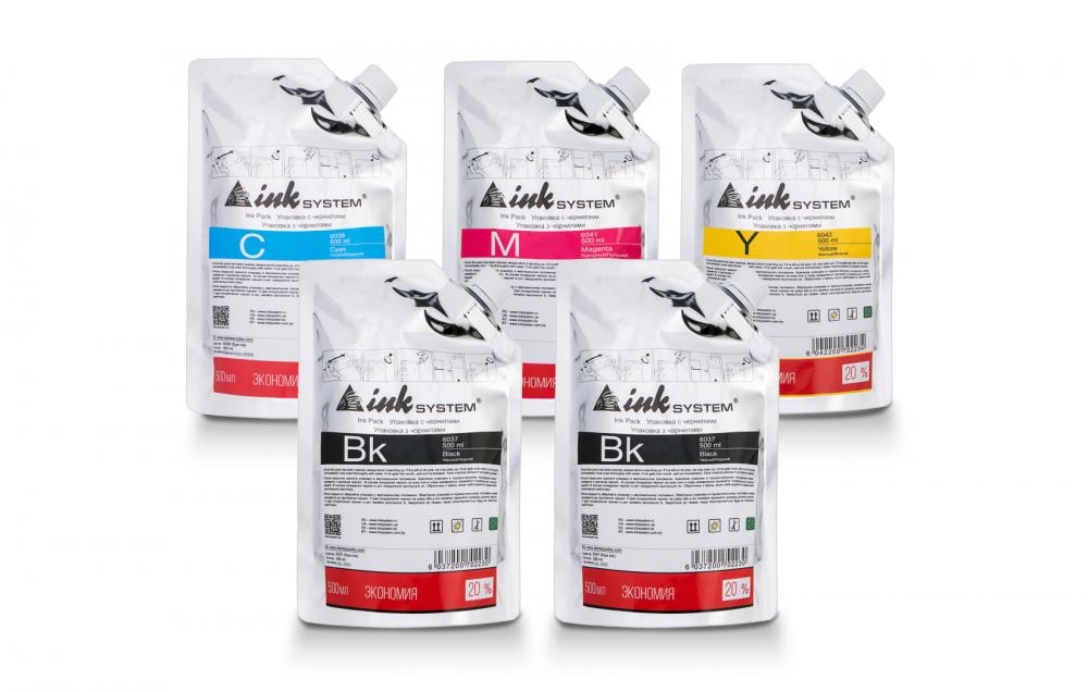 изображение Комплект сублімаційних чорнил INKSYSTEM 500 мл (5 кольорів) - зображення 1