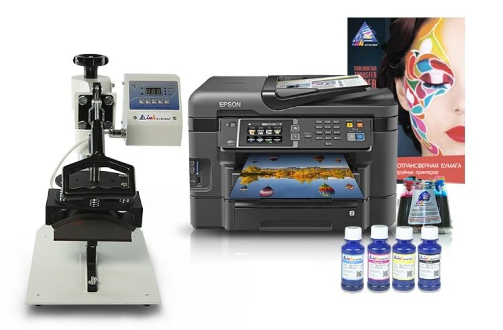 Изображение Кепочный термопресс INKSYSTEM и МФУ Epson WF-3640DTWF с набором для сублимационной печати - изображение 1