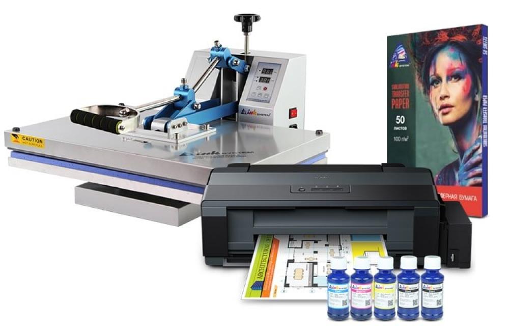 Изображение Планшетный термопресс INKSYSTEM P-4060 40*60 см и принтер Epson L1300 с набором для сублимационной печати - зображення 1