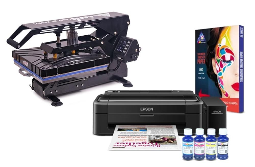 Изображение Планшетный термопресс INKSYSTEM SP AO3838 38*38 см и принтер Epson L132 с набором для сублимационной печати - зображення 1