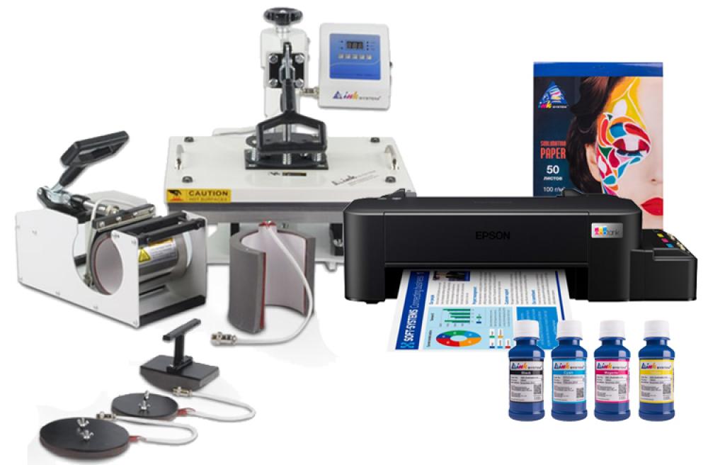 Изображение Многофункциональный термопресс INKSYSTEM C-06-2938 6 в 1 и принтер Epson L121 с набором для сублимационной печати - изображение 1