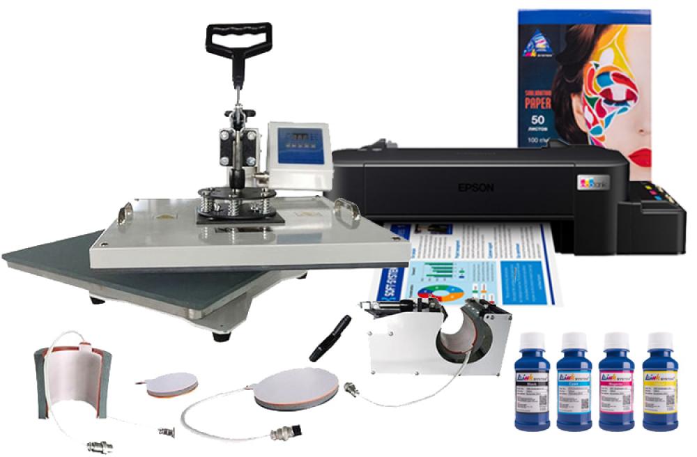 Изображение Многофункциональный термопресс INKSYSTEM C-04-2938 4 в 1 и принтер Epson L121 с набором для сублимационной печати - изображение 1