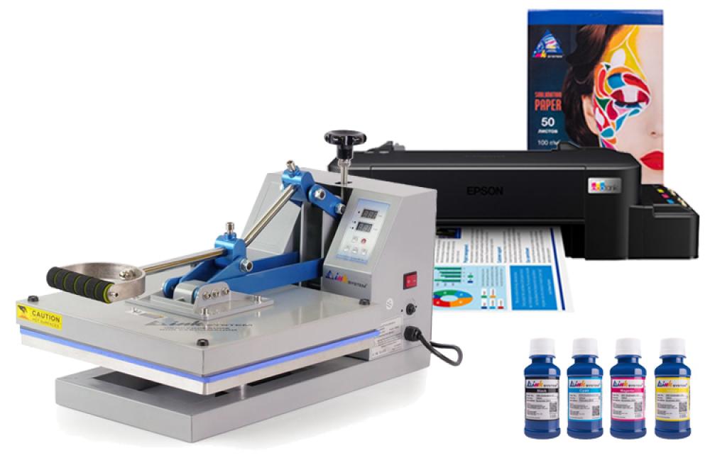 Изображение Планшетный термопресс INKSYSTEM P-3838 38*38 см и принтер Epson L121 с набором для сублимационной печати - изображение 1