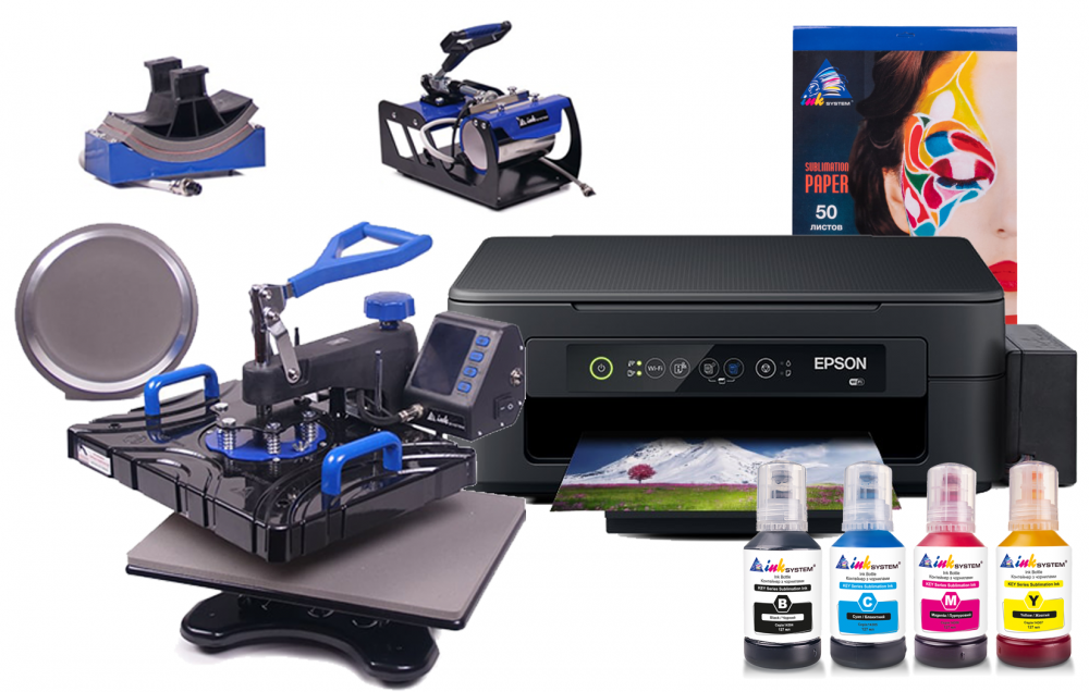 изображение Багатофункціональний термопрес INKSYSTEM SP Combo 5 29*38 см 5 в 1 та БФП Epson XP-2205 з набором для сублімаційного друку - зображення 1