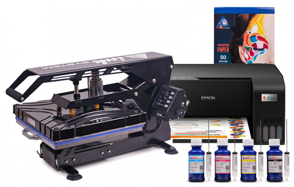 изображение Планшетний термопрес INKSYSTEM SP AO3838 38*38 см та БФП Epson L3210 з набором для сублімаційного друку - зображення 1