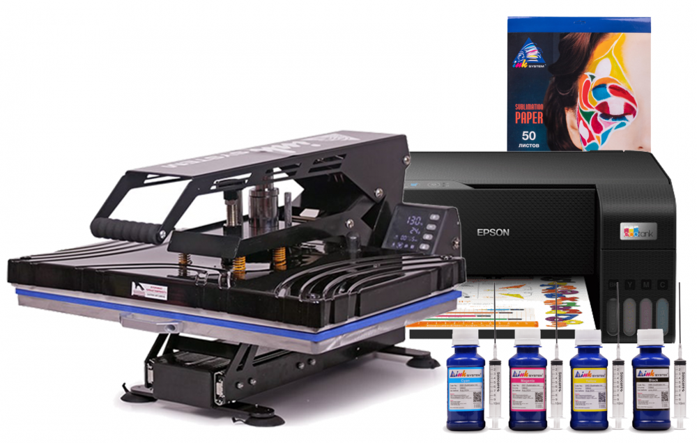 изображение Планшетный термопресс INKSYSTEM SP AO4060 40*60 см и МФУ Epson L3210 с набором для сублимационной печати - изображение 1